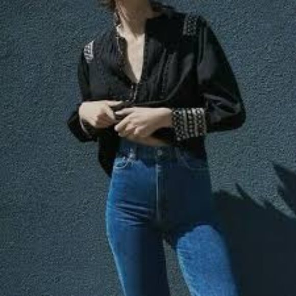 NWT ZARA BEADED LACE BLOUSE TOP SHIRT - Picture 2 of 4